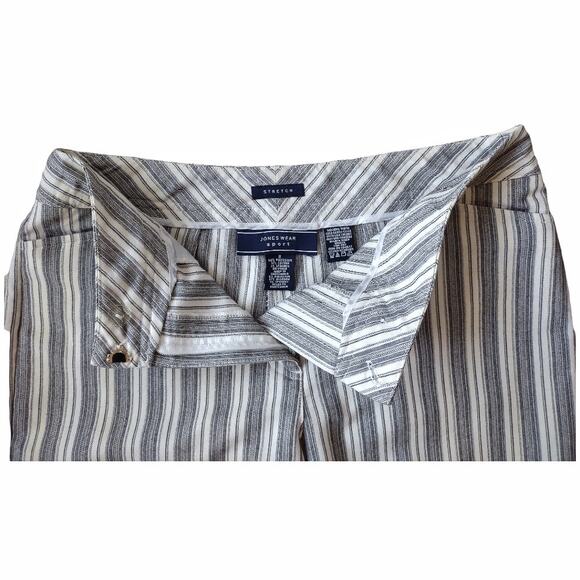 JONES WEAR SPORT Cropped Stretch Striped Pants Size 8 Academia Beach Career - Picture 12 of 12